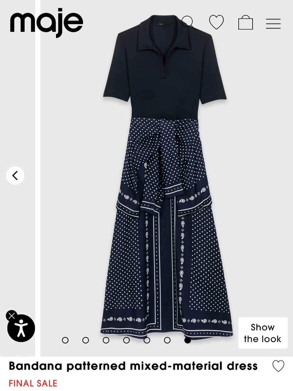 Maje Marine Poie Navy and White Bandana Polo Maxi Dress